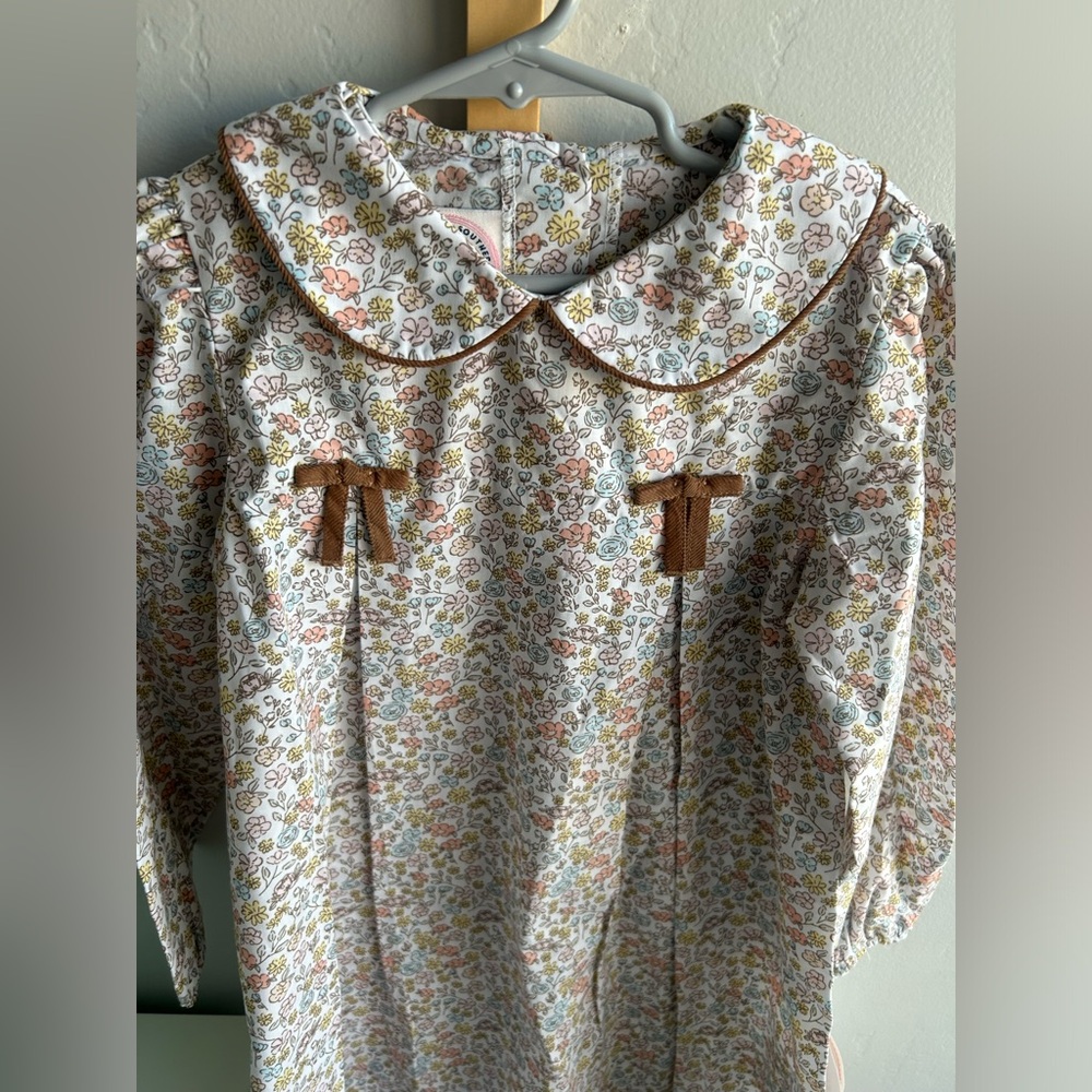 Southern Smocked Autumn Floral Collared Bow Dress